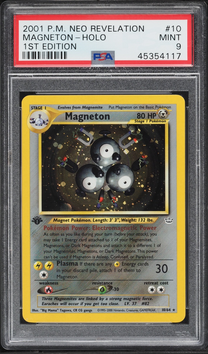 2001 Pokemon Neo Revelation 1st Edition Holo Magneton #10 PSA 9 MINT