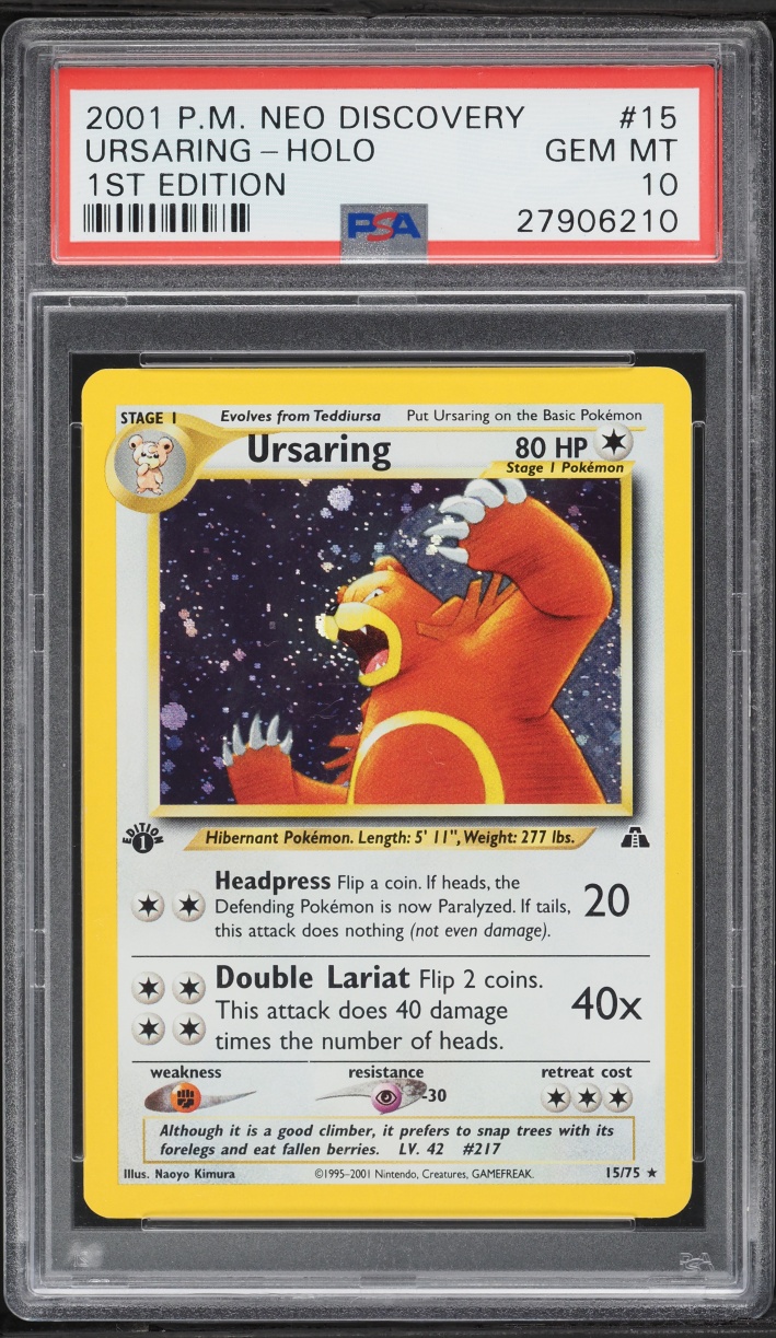 2001 Pokemon Neo Discovery 1st Edition Holo Ursaring #15 PSA 10 GEM MINT