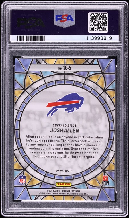 2023 Panini Mosaic Stained Glass Josh Allen #SG-5 PSA 8 NM-MT