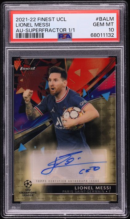 2021 Finest UEFA Champions League Superfractor Lionel Messi AUTO 1/1 #BA-LM PSA 10 GEM MINT