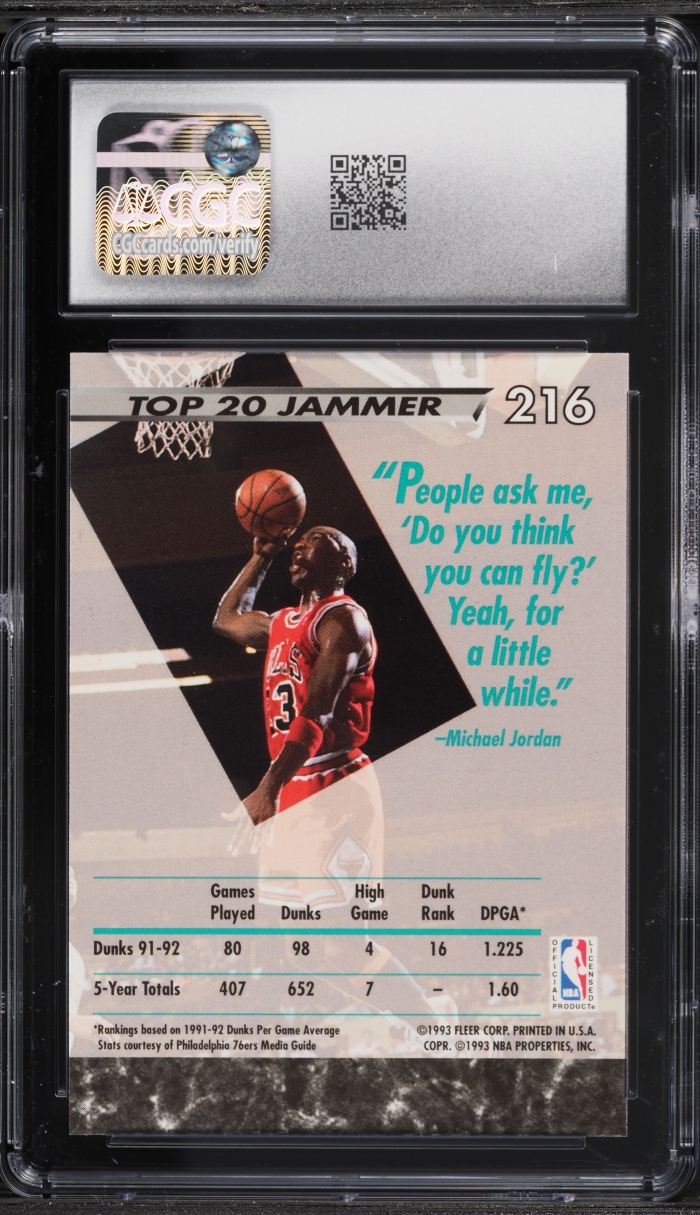 1992 Ultra Basketball Michael Jordan #216 CGC 9.5 MINT+