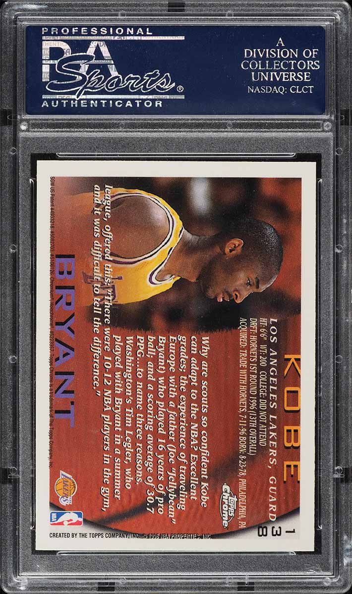 1996 Topps Chrome Kobe Bryant ROOKIE #138 PSA 10 GEM MINT