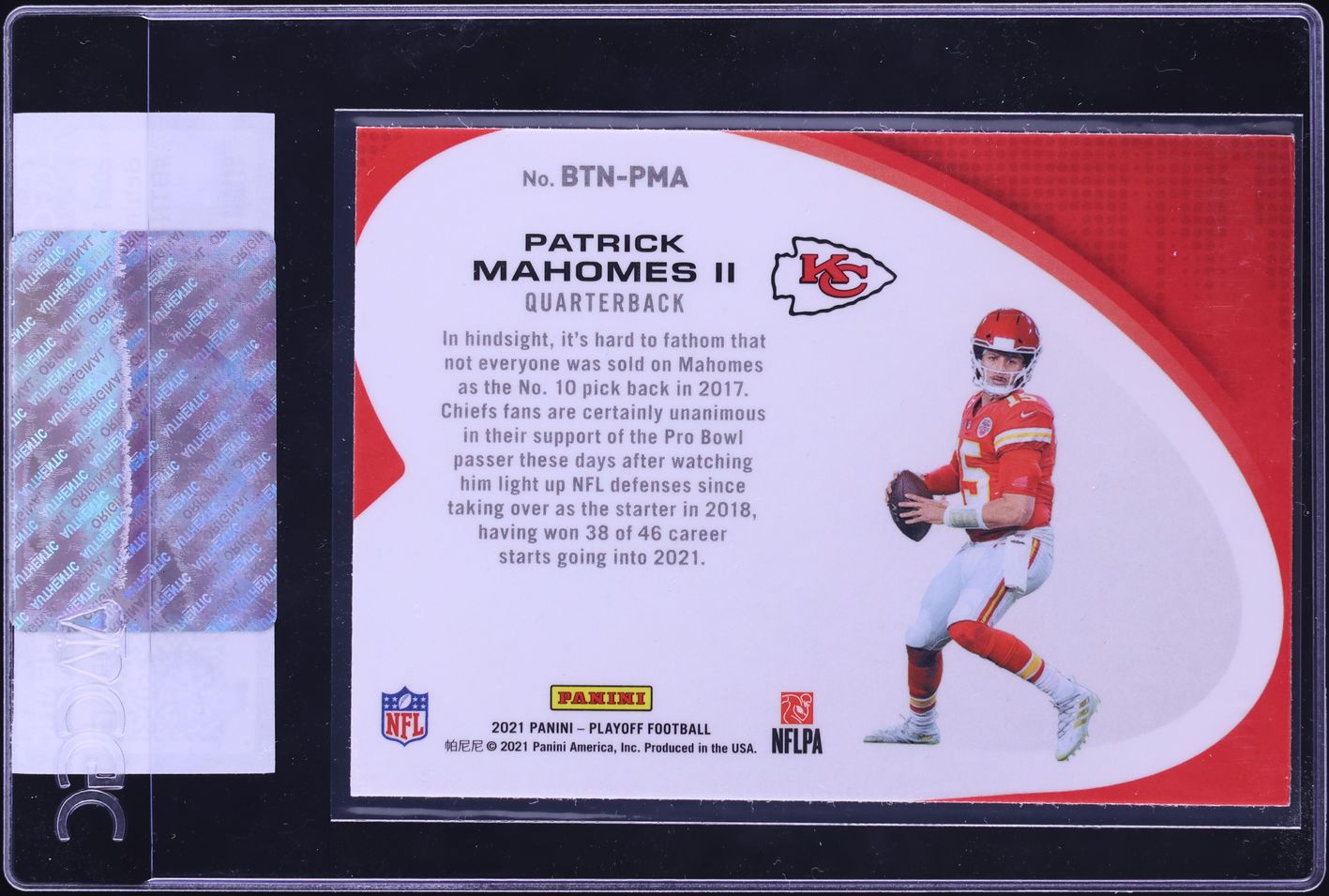 2021 Panini Playoff Behind The Numbers Patrick Mahomes II #BTN-PMA CGC AUTH