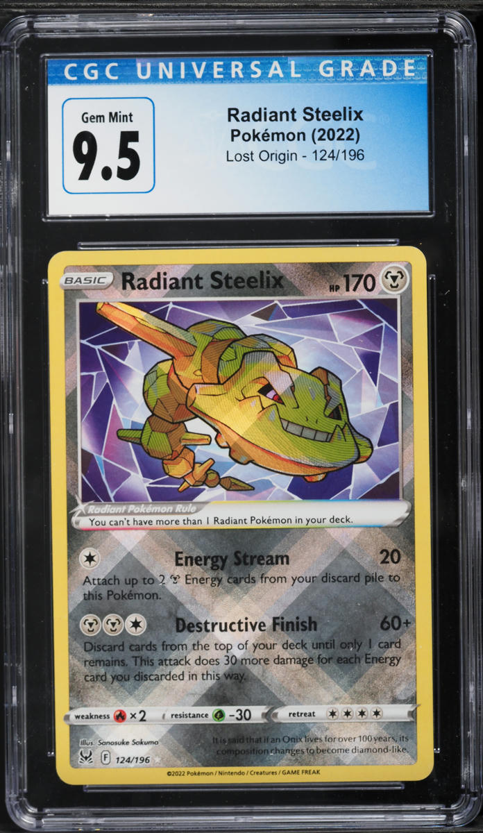 2022 Pokemon Sword & Shield Lost Origin Holo Radiant Steelix #124 CGC 9.5 GEM MINT