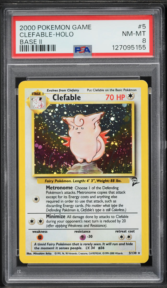 2000 Pokemon Base Set 2 Holo Clefable #5 PSA 8 NM-MT