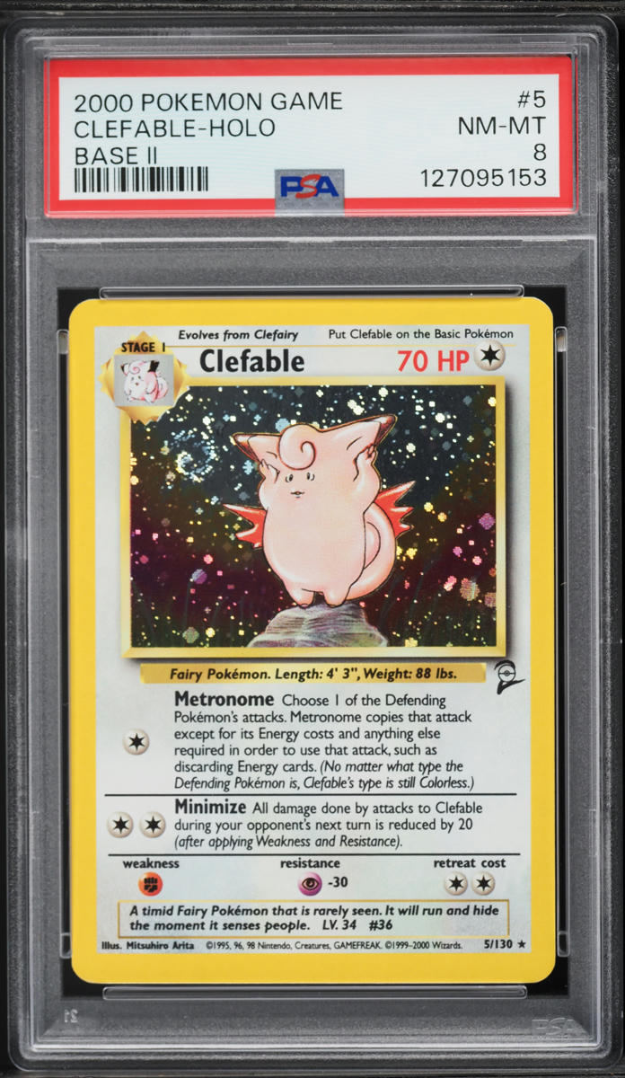 2000 Pokemon Base Set 2 Holo Clefable #5 PSA 8 NM-MT
