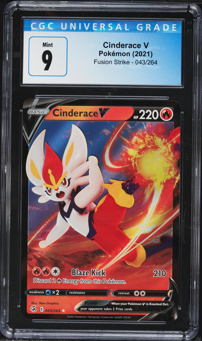 2021 Pokemon Sword & Shield Fusion Strike Holo Cinderace V #43 CGC 9 MINT