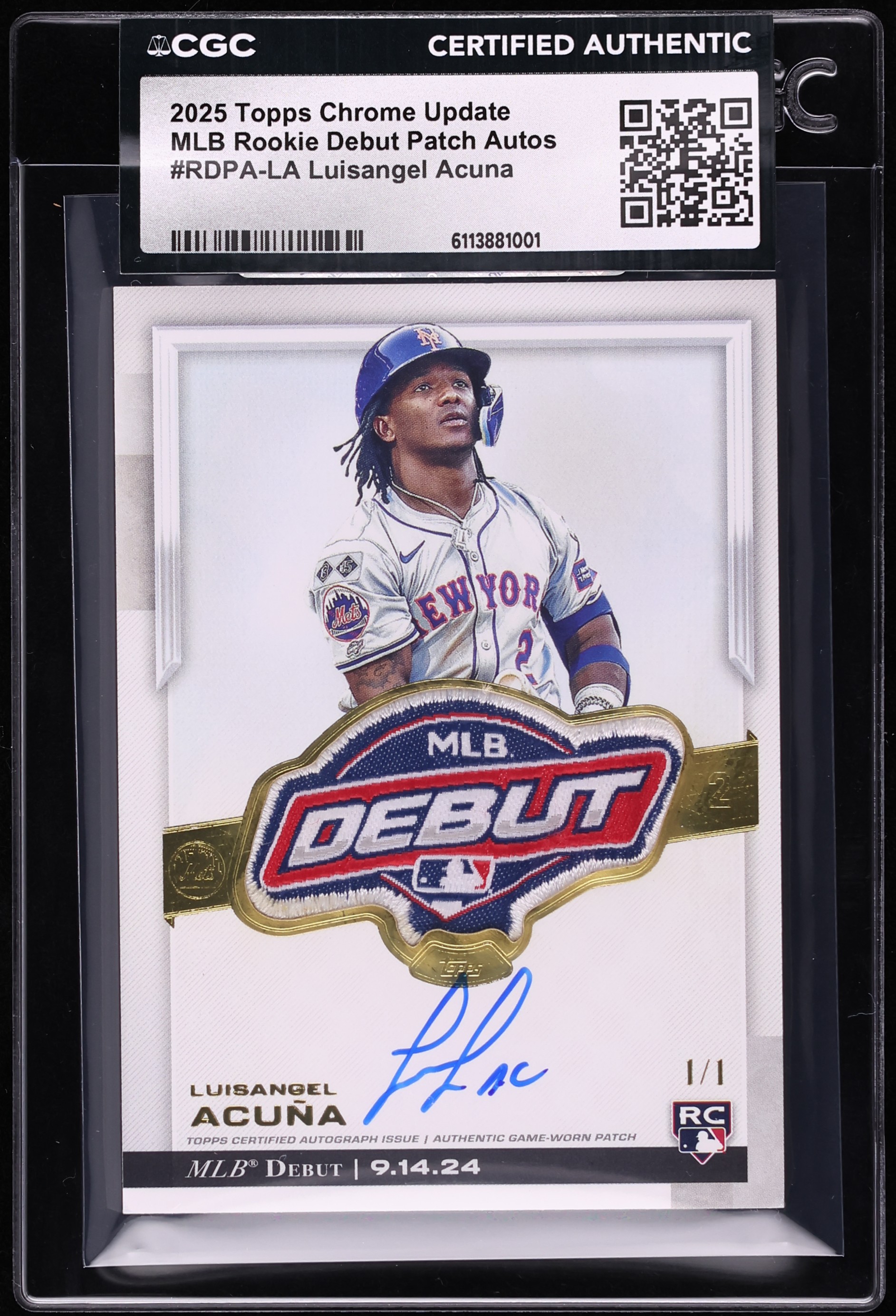 2025 Topps Chrome Update Luisangel Acuna ROOKIE MLB DEBUT PATCH 