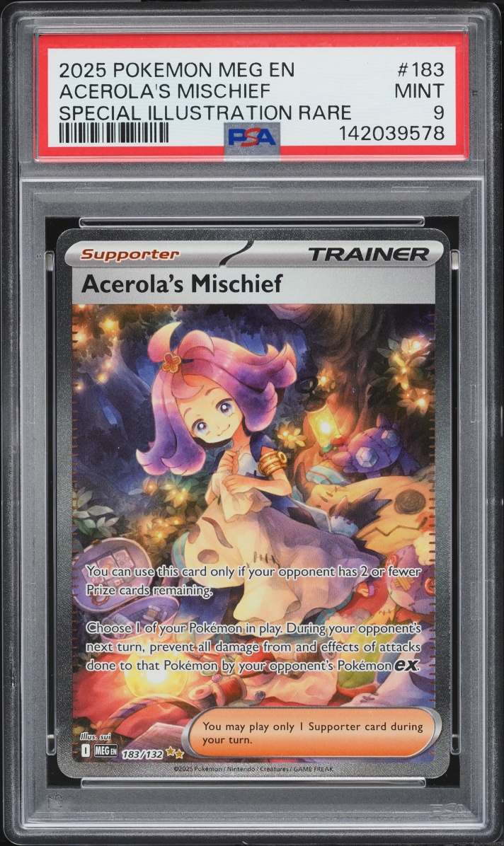2025 Pokemon Mega Evolution SIR Acerola's Mischief #183 PSA 9 MINT
