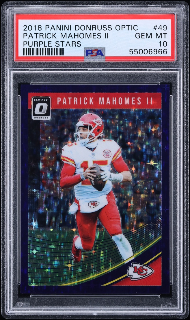 2018 Donruss Optic Purple Stars Patrick Mahomes II /25 #49 PSA 10 GEM MINT