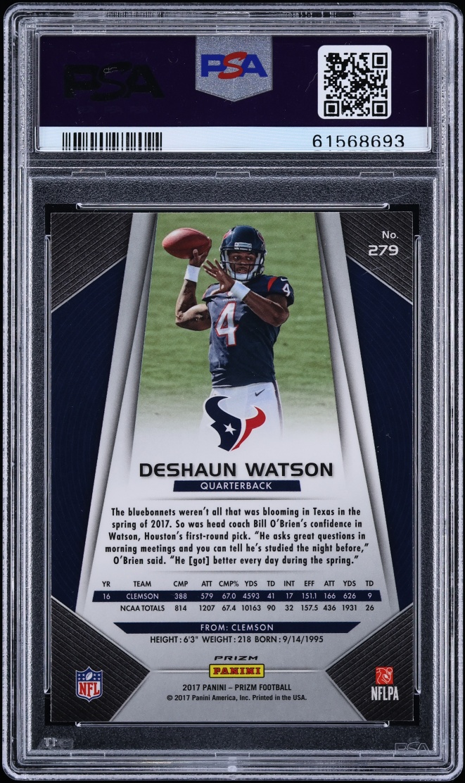 2017 Panini Prizm Red White Blue Deshaun Watson ROOKIE #279 PSA 10 GEM MINT - Photo 2