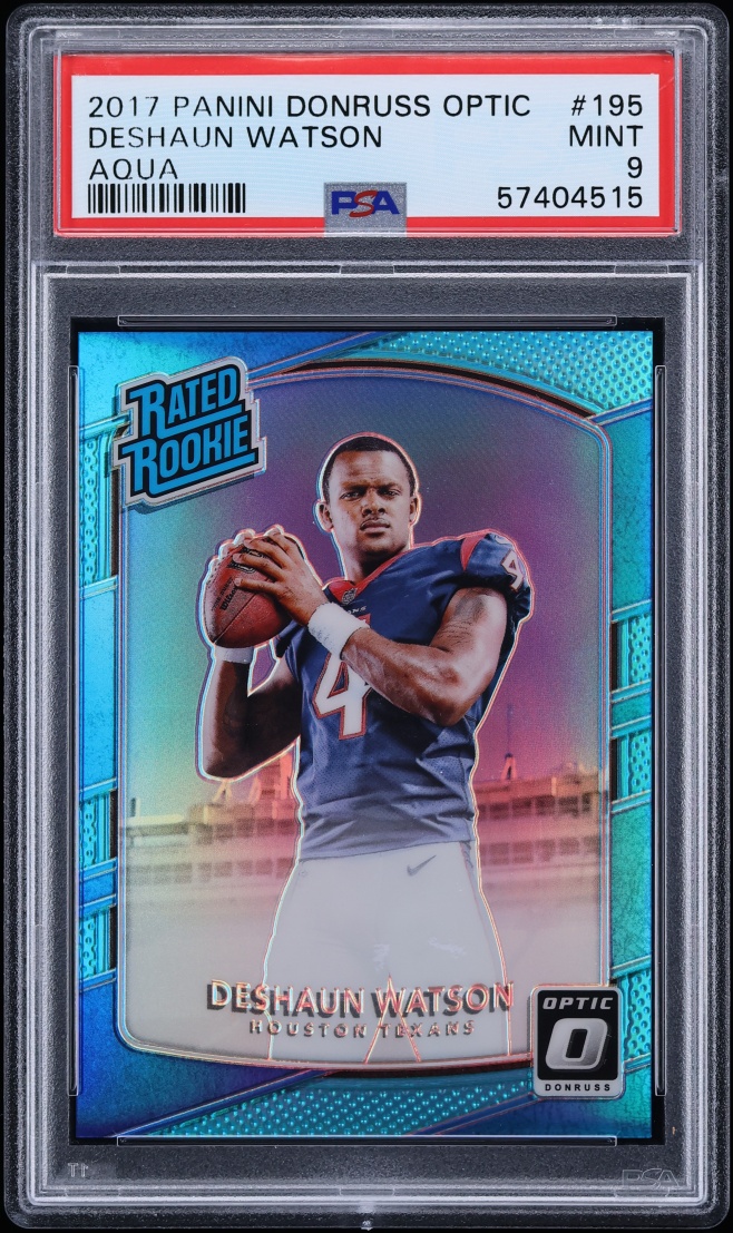 2017 Donruss Optic Aqua Deshaun Watson ROOKIE /299 #195 PSA 9 MINT
