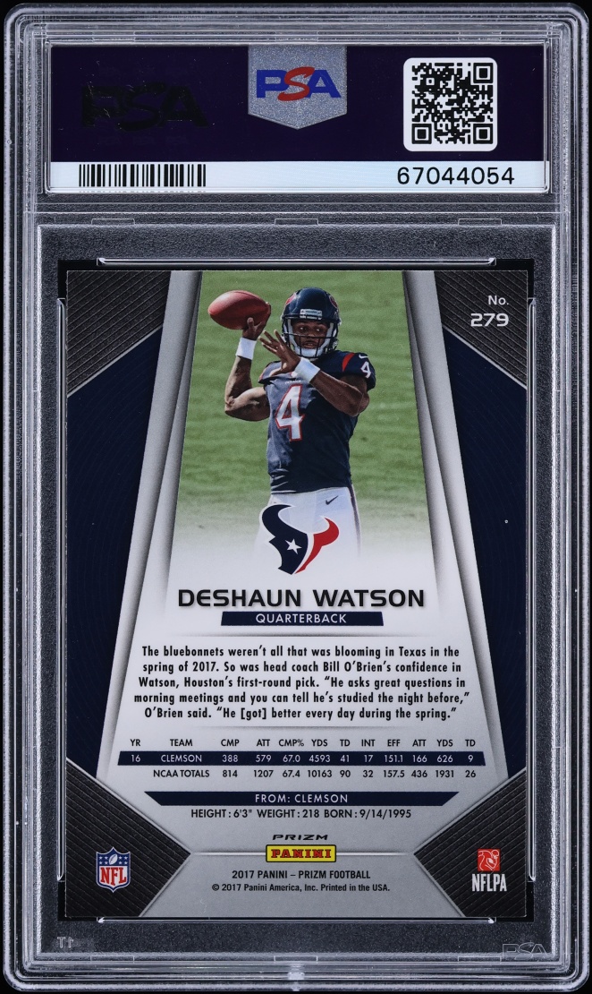 2017 Panini Prizm Silver Deshaun Watson ROOKIE #279 PSA 10 GEM MINT - Photo 2