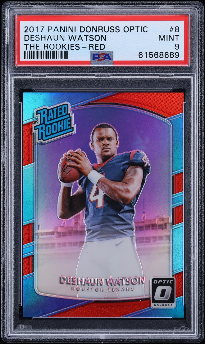 2017 Donruss Optic The Rookies Red Deshaun Watson ROOKIE /99 #8 PSA 9 MINT