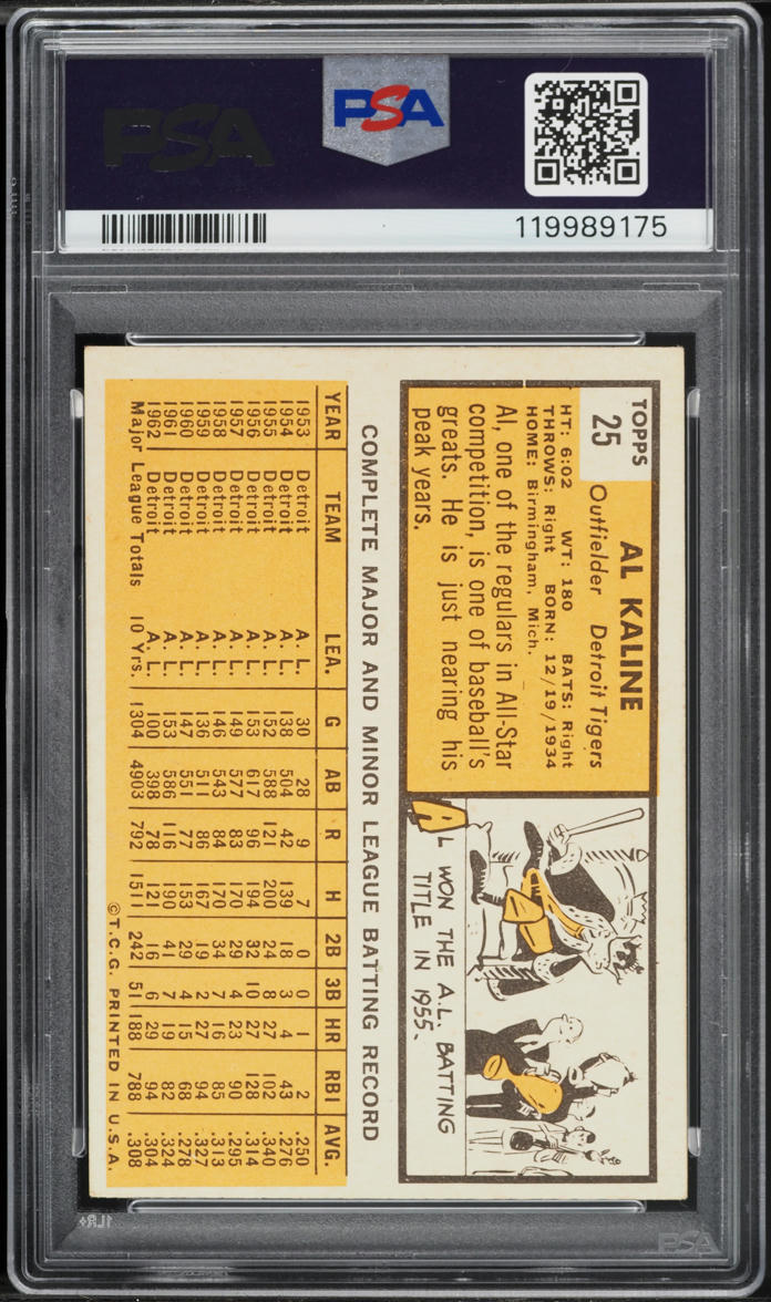 1963 Topps Al Kaline #25 PSA 5 EX