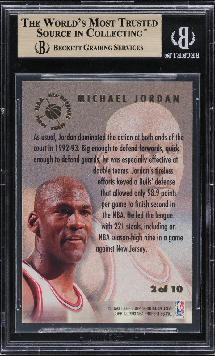 1993 Ultra All-Defensive Team Michael Jordan #2 BGS 9.5 GEM MINT - Photo 2