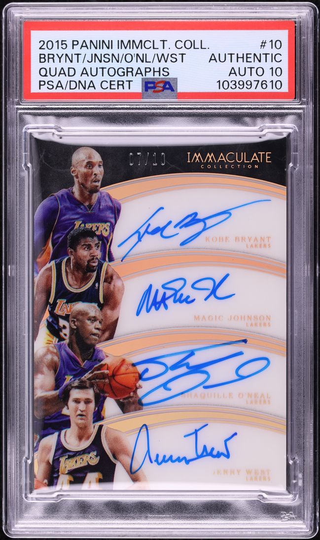 2015 Immaculate Kobe Bryant Magic Johnson O'Neal West AUTO DNA 10 /10 PSA AUTH