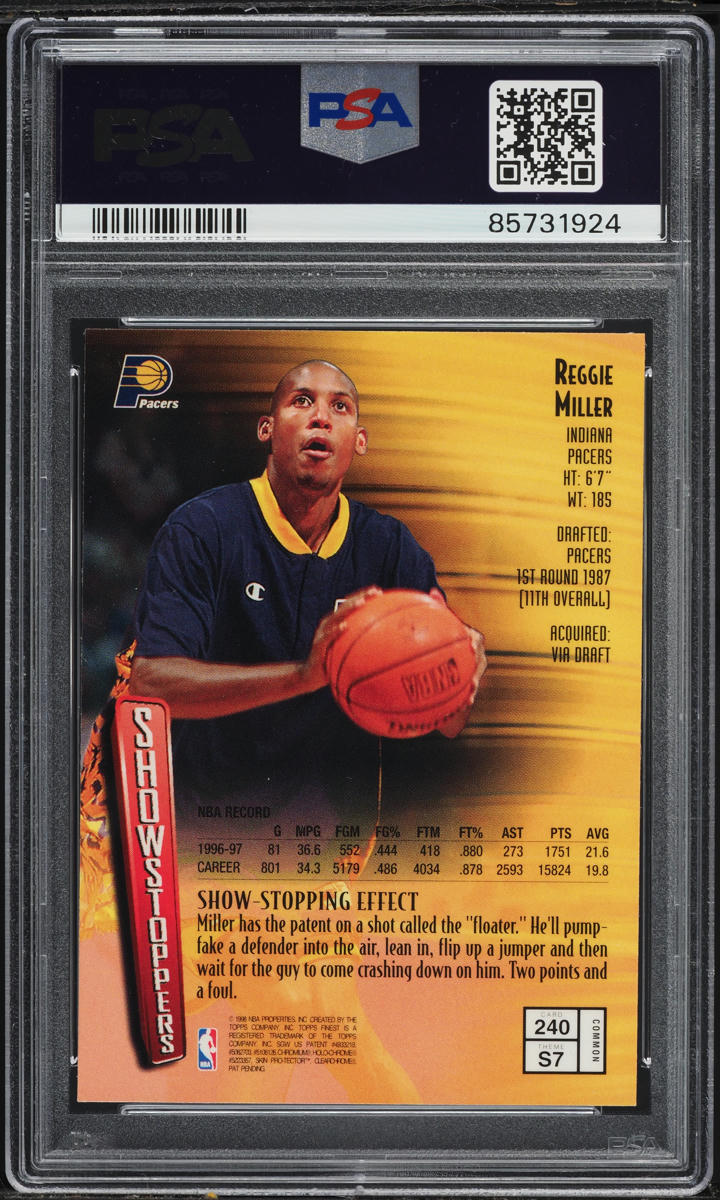 1997 Finest Basketball Reggie Miller #240 PSA 10 GEM MINT