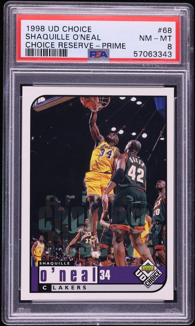 1998 UD Choice Prime Reserve Shaquille O'Neal /100 #68 PSA 8 NM-MT