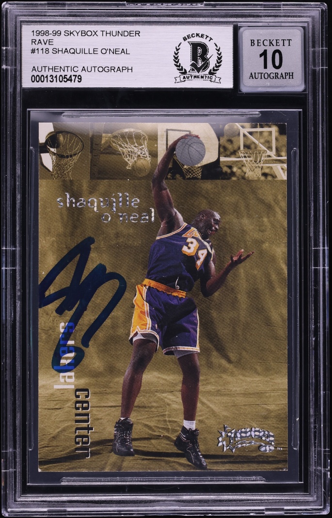 1998 Skybox Thunder Rave Shaquille O'Neal AUTO /150 #118 BGS AUTH