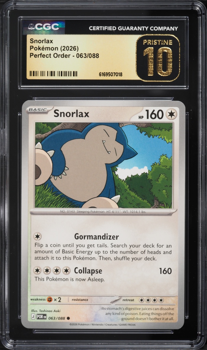 2026 Pokemon Mega Perfect Order Snorlax #063 CGC 10 PRISTINE