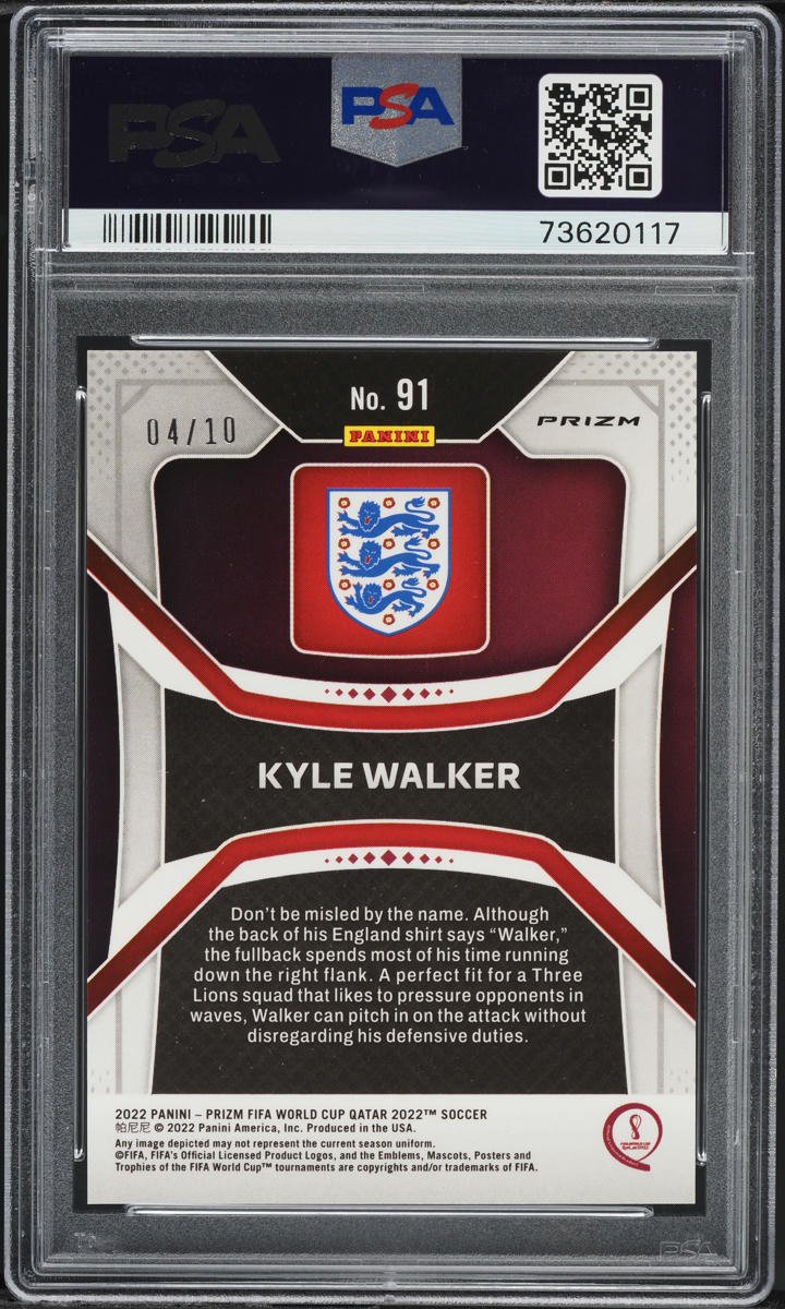 2022 Panini Prizm World Cup Qatar Gold Kyle Walker /10 #91 PSA 10 GEM MINT