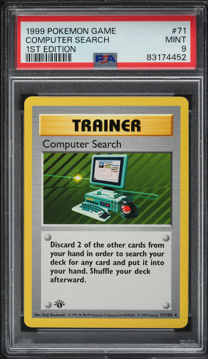 1999 Pokemon Base Set Shadowless 1st Edition Computer Search #71 PSA 9 ...