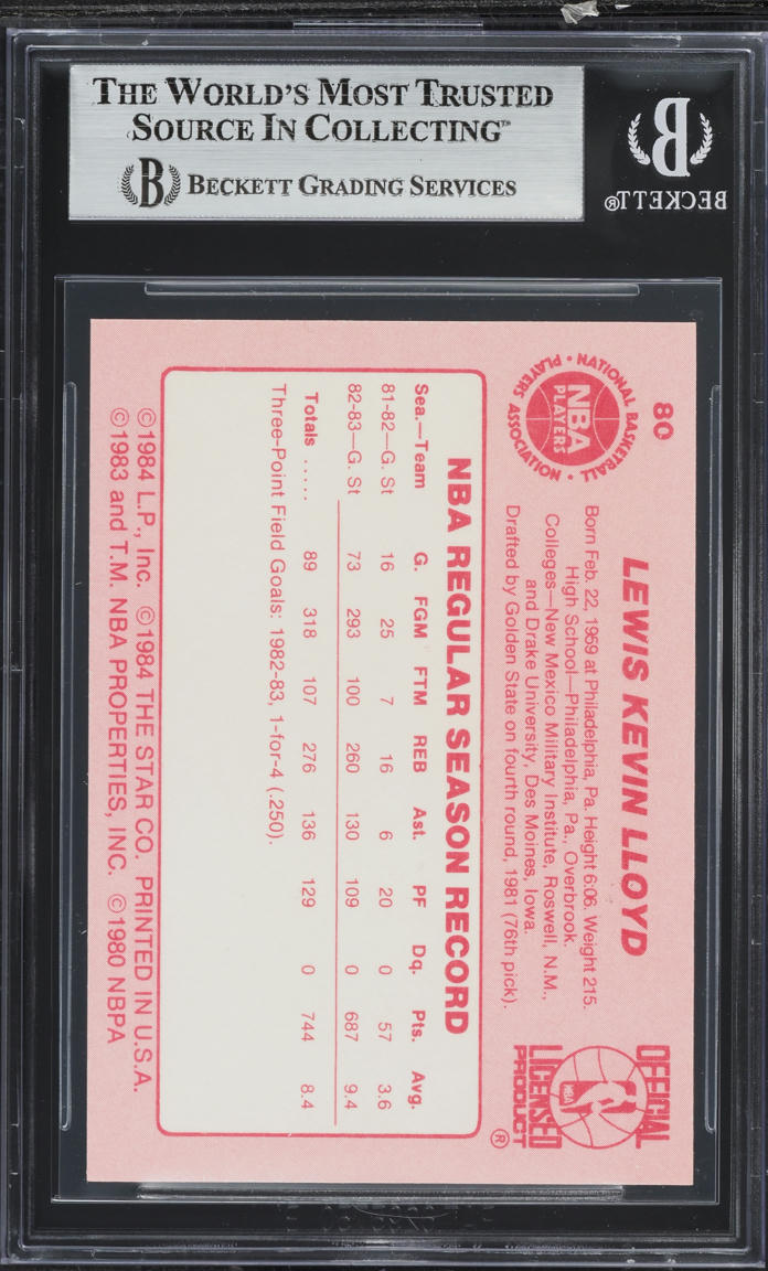 1983-84 Star Basketball Lewis Lloyd #80 BGS 9 MINT