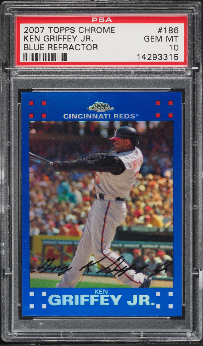 2007 Topps Chrome Blue Refractor Ken Griffey Jr. #186 PSA 10 GEM MINT