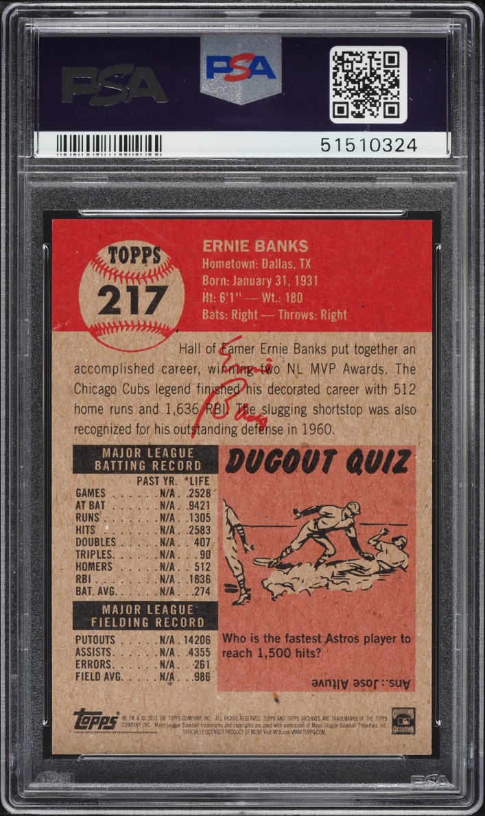 2019 Topps Living Ernie Banks #217 PSA 10 GEM MINT