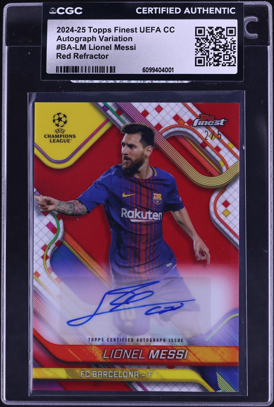 2024 Finest UEFA Club Competitions Red Refractor Lionel Messi AUTO /5 #BA-LM CGC AUTH