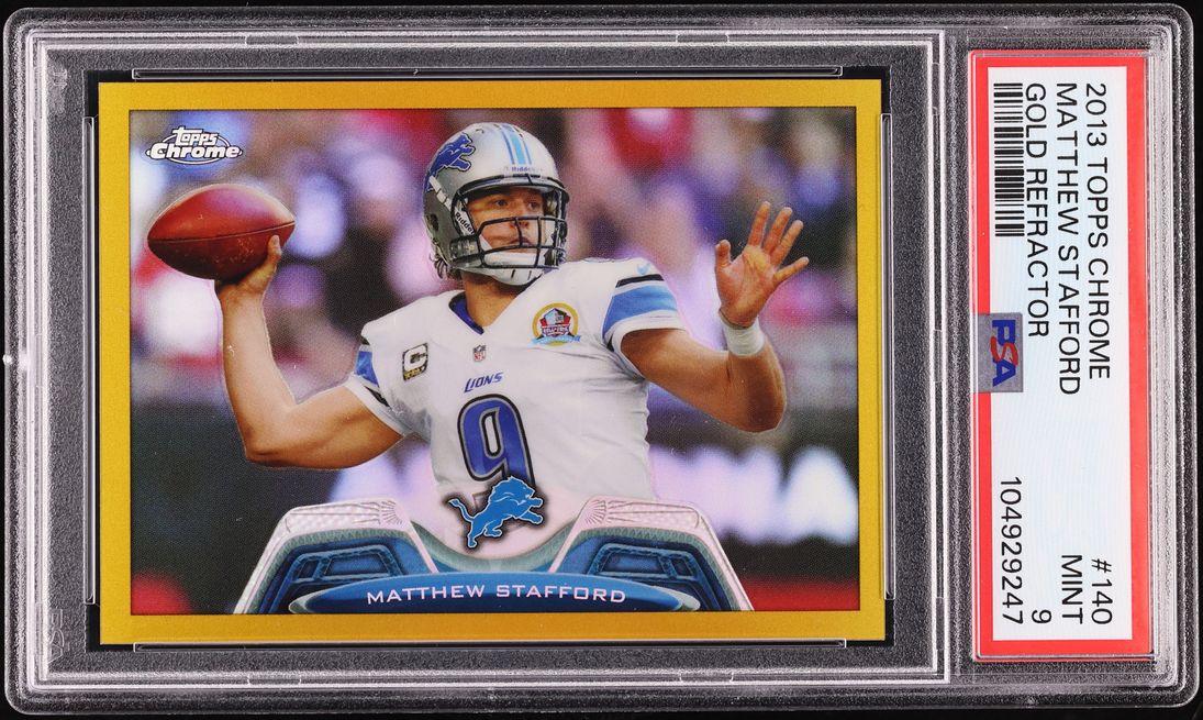 2013 Topps Chrome Gold Refractor Matthew Stafford /50 #140 PSA 9 MINT - Photo 1