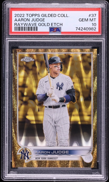 2022 Topps Chrome Gilded Collection Raywave Gold Etch Aaron Judge 1/25 #37 PSA 10 GEM MINT