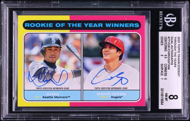 2023 Topps Transcendent Through The Years Dual Ichiro Shohei Ohtani AUTO 1/1 #TTY-IO6 BGS 8