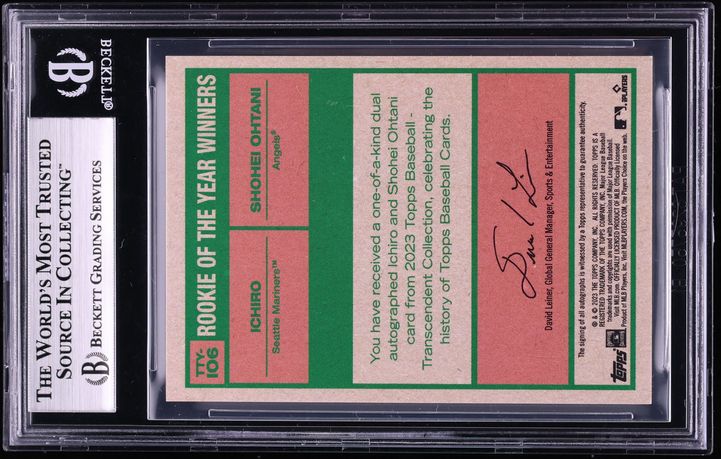 2023 Topps Transcendent Through The Years Dual Ichiro Shohei Ohtani AUTO 1/1 #TTY-IO6 BGS 8