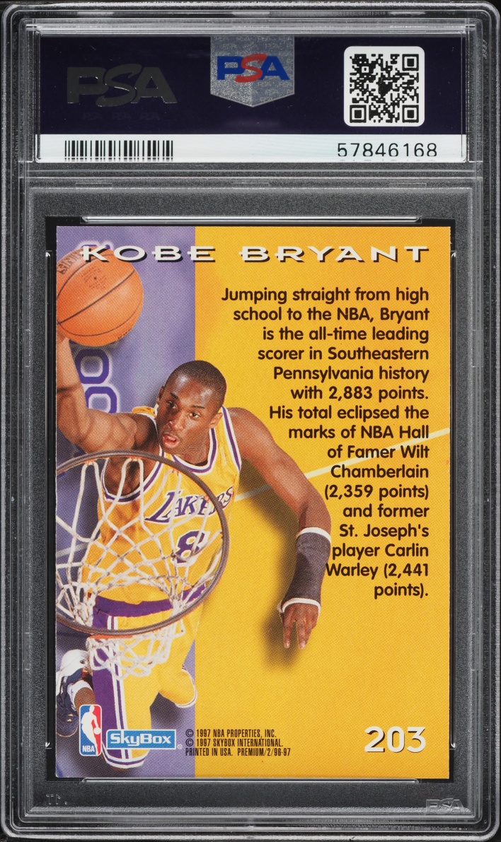 1996 Skybox Premium Kobe Bryant ROOKIE #203 PSA 9 MINT