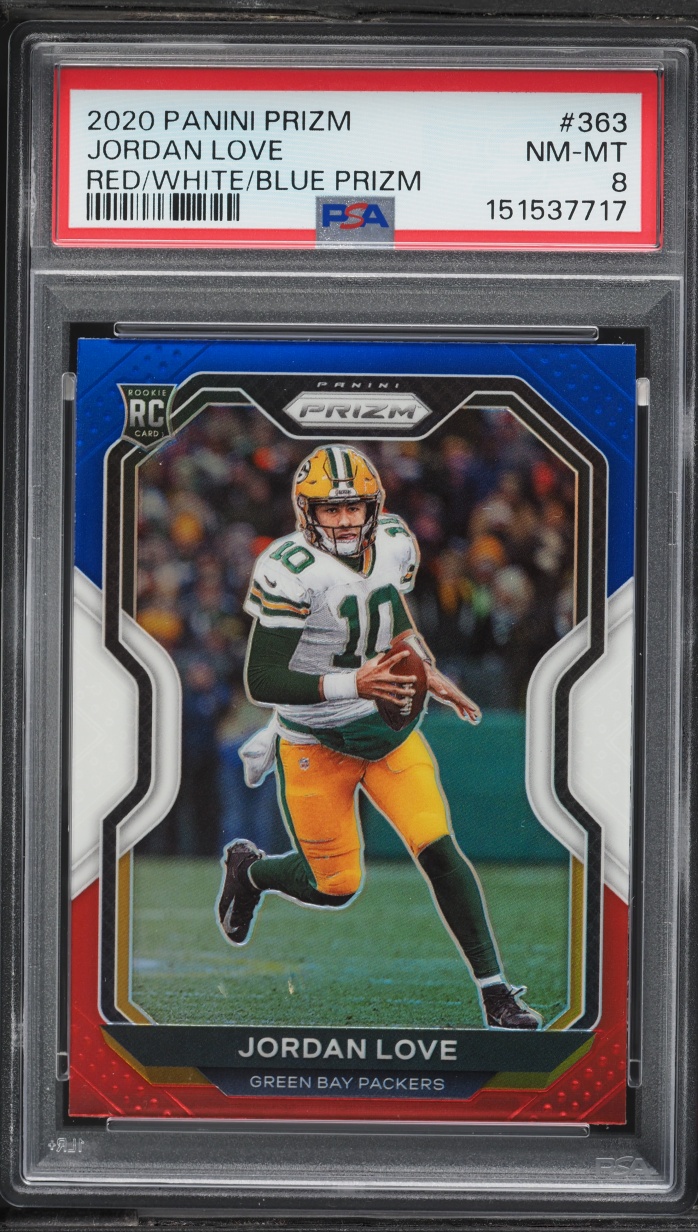 2020 Panini Prizm Red White Blue Jordan Love ROOKIE #363 PSA 8 NM-MT