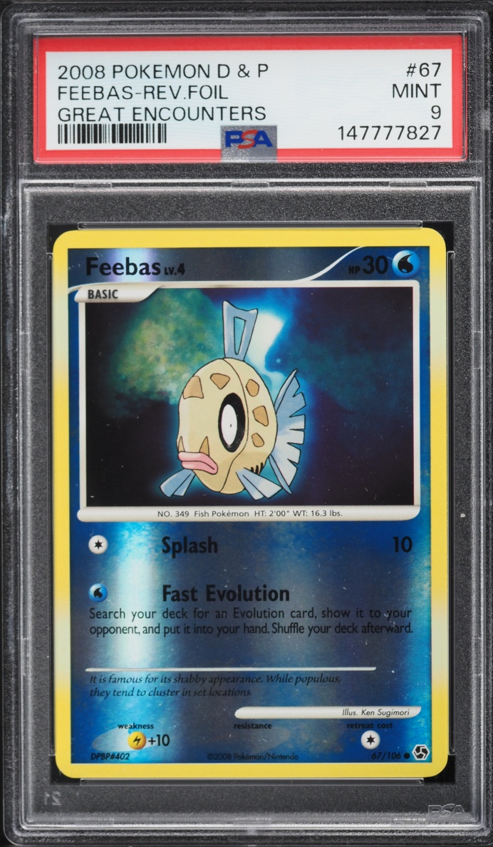 2008 Pokemon Diamond & Pearl Great Encounters Reverse Holo Feebas #67 PSA 9 MINT