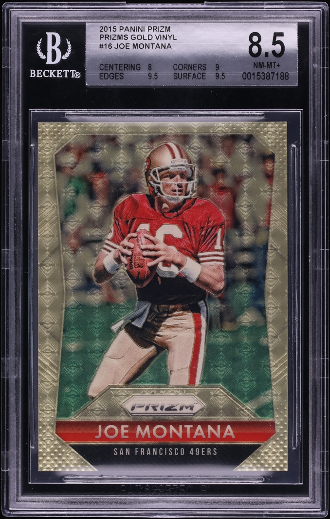2015 Panini Prizm Gold Vinyl Joe Montana /5 #16 BGS 8.5 NM-MT+