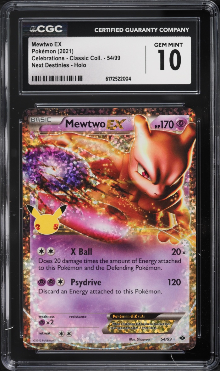 2021 Pokemon Sword & Shield Celebrations Classic Collection Holo Mewtwo EX #54 CGC 10 GEM MINT
