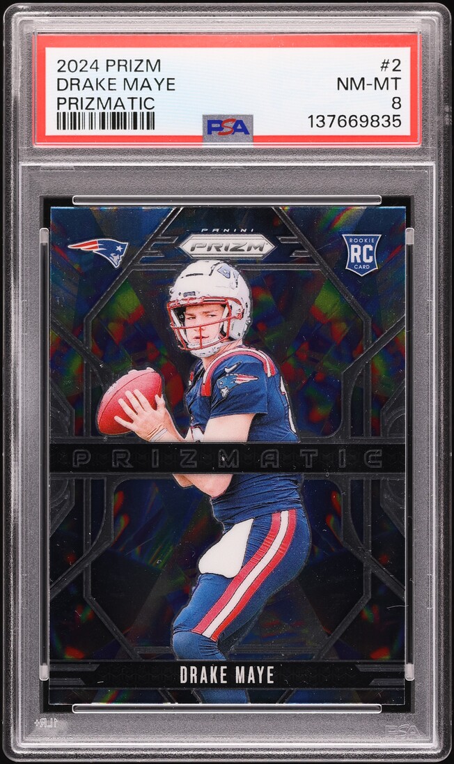 2024 Panini Prizm Prizmatic Drake Maye ROOKIE #2 PSA 8 NM-MT