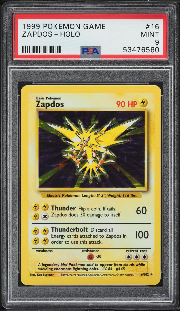 1999 Pokemon Base Set Holo Zapdos #16 PSA 9 MINT on Fanatics Collect