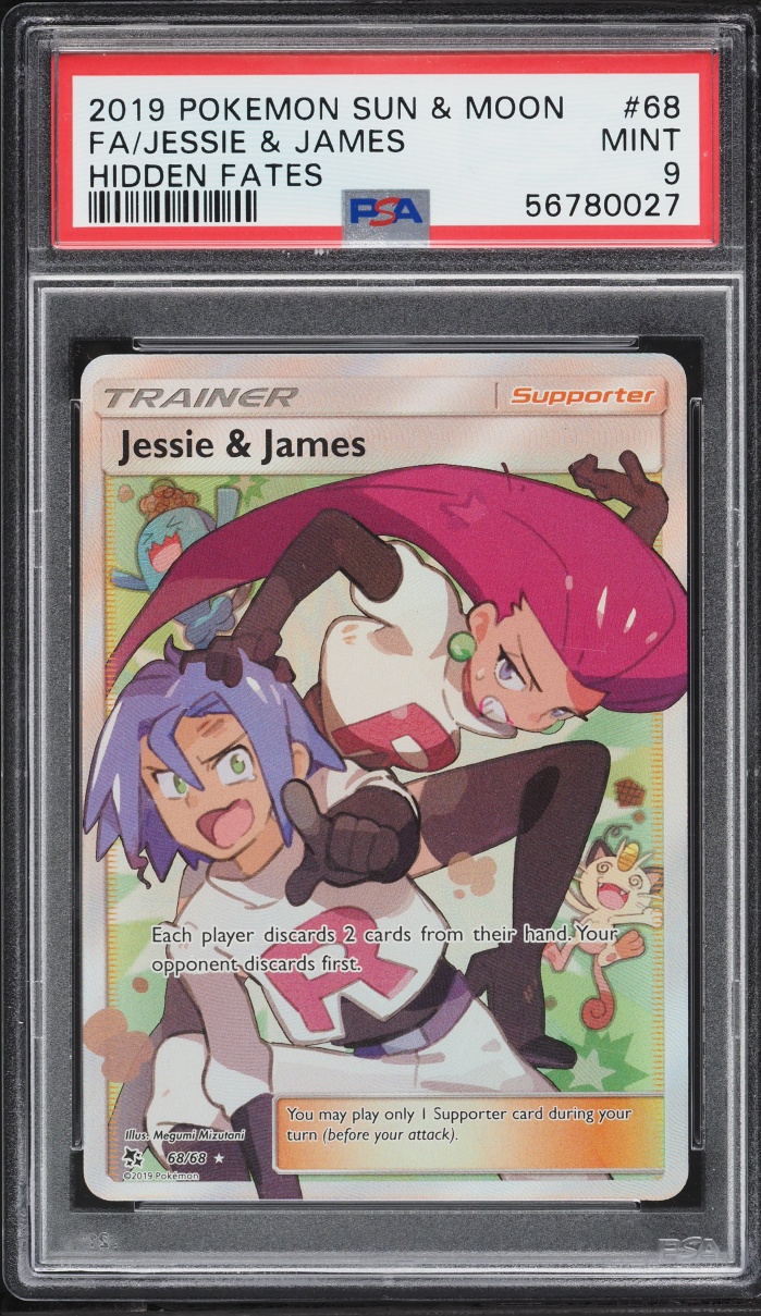 2019 Pokemon Sun & Moon Hidden Fates Full Art Jessie & James #68 PSA 9 MINT