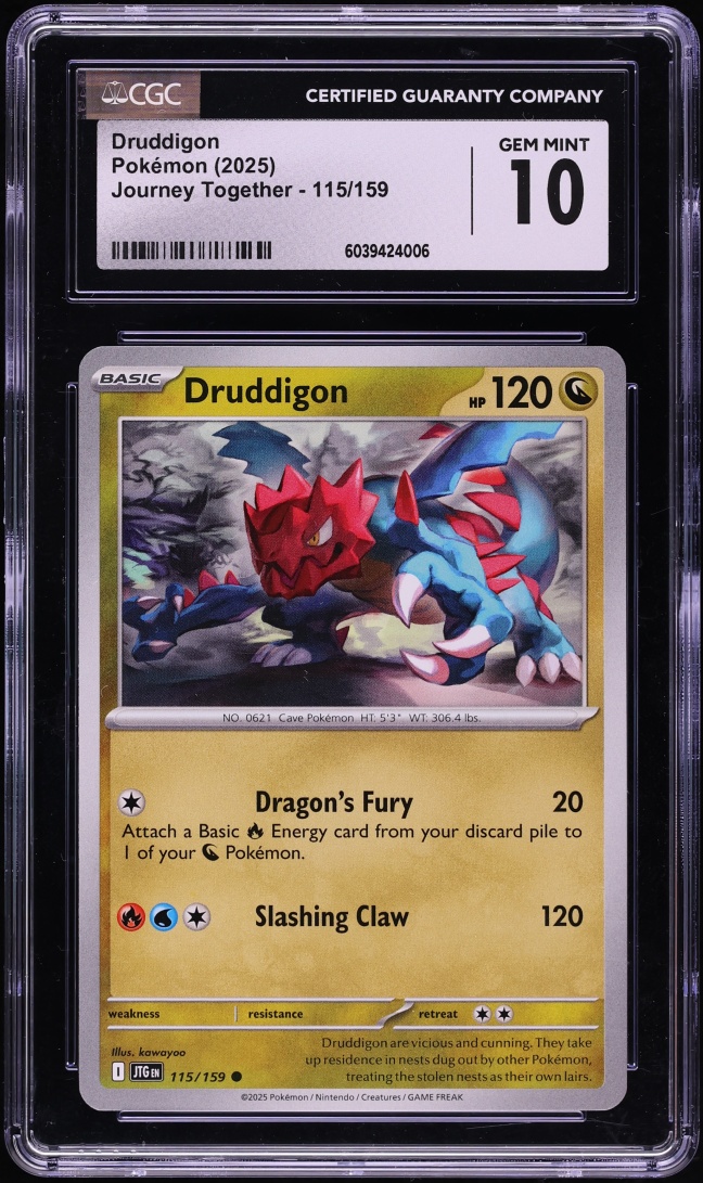 2025 Pokemon Scarlet & Violet Journey Together Druddigon #115 CGC 10 GEM MINT