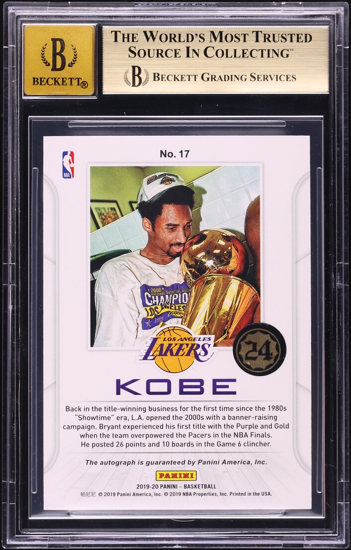 2019 Panini Contenders Kobe Bryant AUTO #17 BGS 9.5 GEM MINT