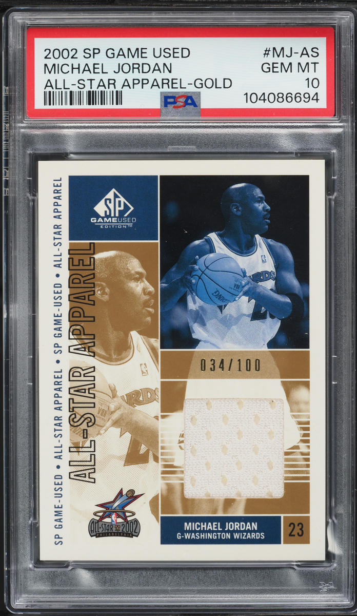 2002 SP Game Used All-Star Apparel Gold Michael Jordan PATCH /100 #MJ-AS PSA 10 GEM MINT