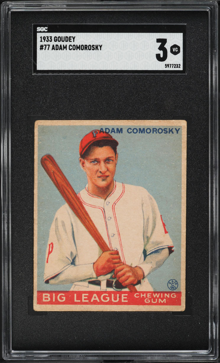 1933 Goudey Adam Comorosky #77 SGC 3 VG
