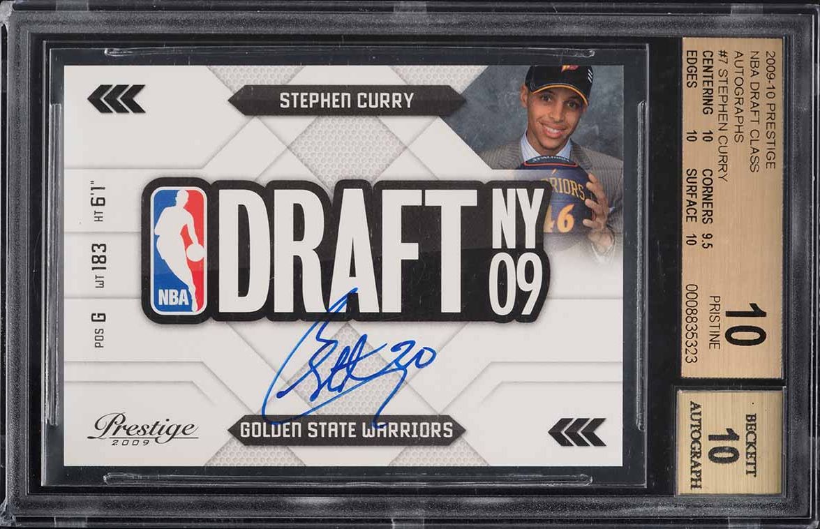 2009 Panini Prestige NBA Draft Class Stephen Curry ROOKIE AUTO BGS 10 PRISTINE