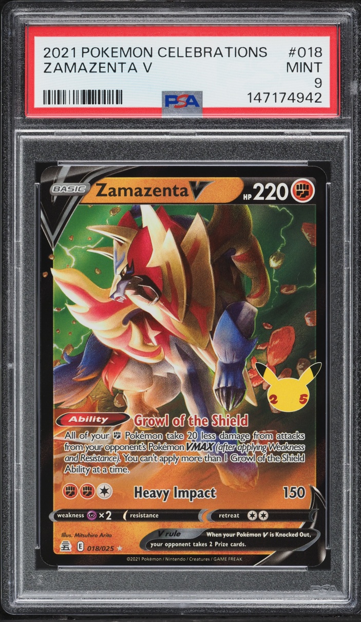 2021 Pokemon Sword & Shield Celebrations Holo Zamazenta V #18 PSA 9 MINT