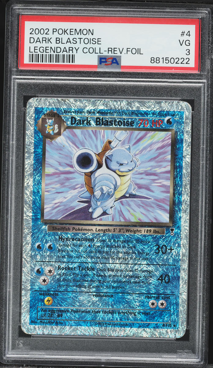 2002 Pokemon Legendary Collection Reverse Holo Dark Blastoise #4 PSA 3 VG